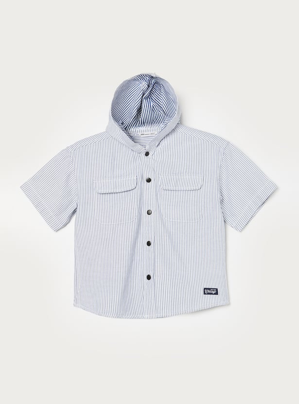 FAME FOREVER Boys Striped Hooded Shirt