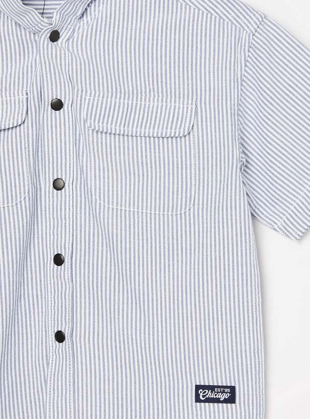 FAME FOREVER Boys Striped Hooded Shirt