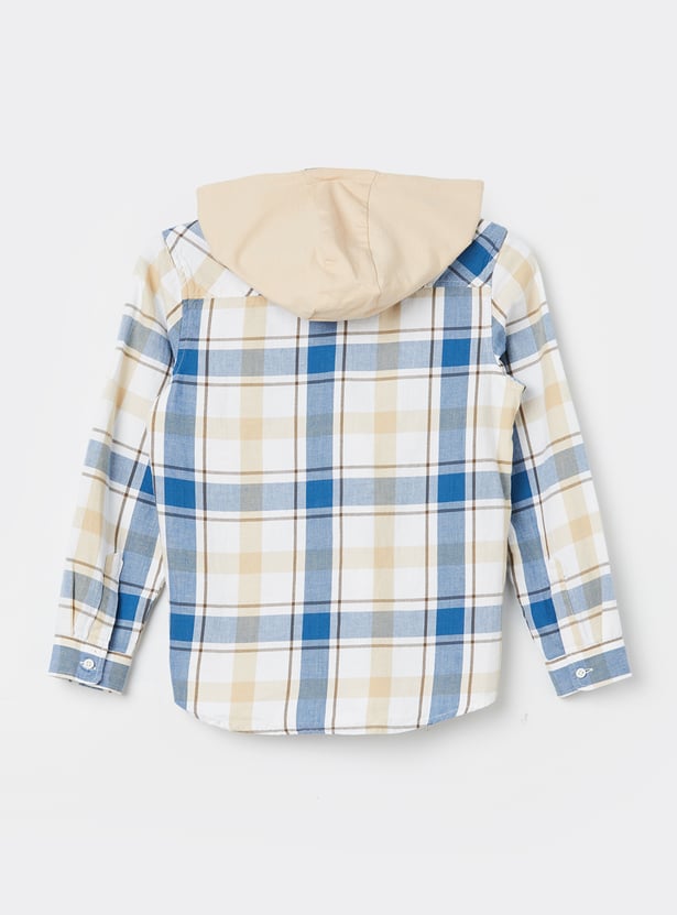 FAME FOREVER Boys Checked Hooded Shirt