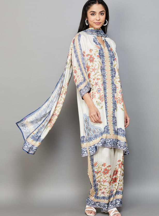 LIBAS Floral Print A-line Kurta Set