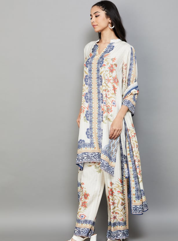 LIBAS Floral Print A-line Kurta Set