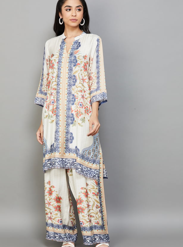 LIBAS Floral Print A-line Kurta Set