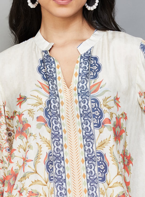 LIBAS Floral Print A-line Kurta Set