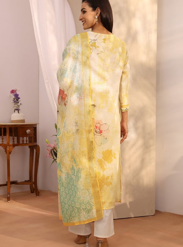 LIBAS Floral Print Straight Kurta Set