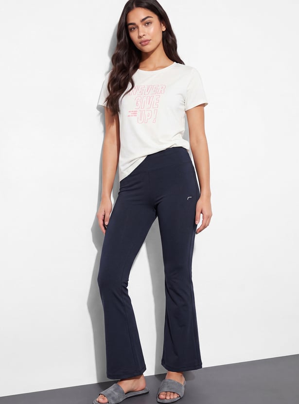 FAME FOREVER Solid Bootcut Track Pants