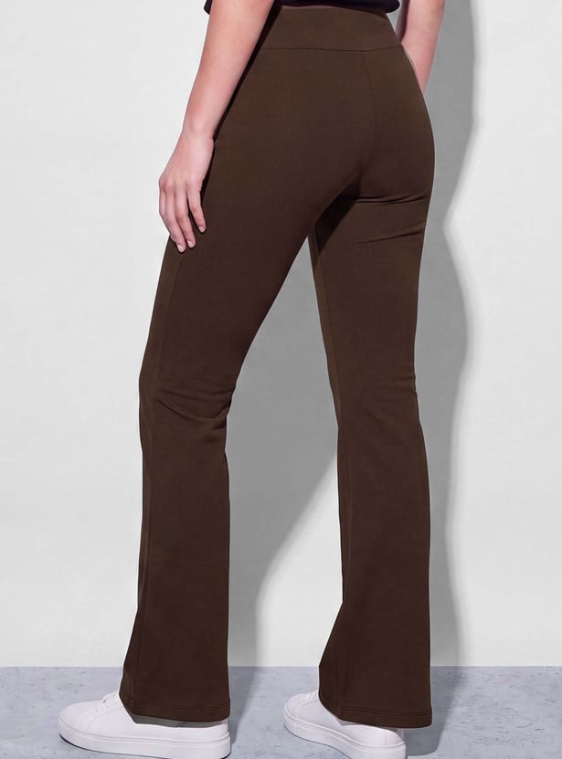 FAME FOREVER Solid Bootcut Track Pants