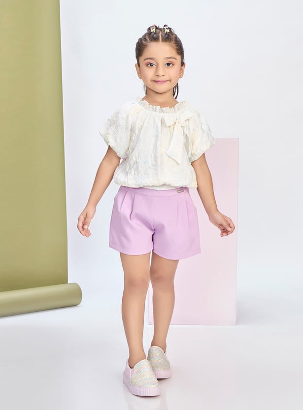 PEPPERMINT Girls Embroidered Top with Shorts