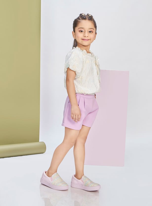 PEPPERMINT Girls Embroidered Top with Shorts