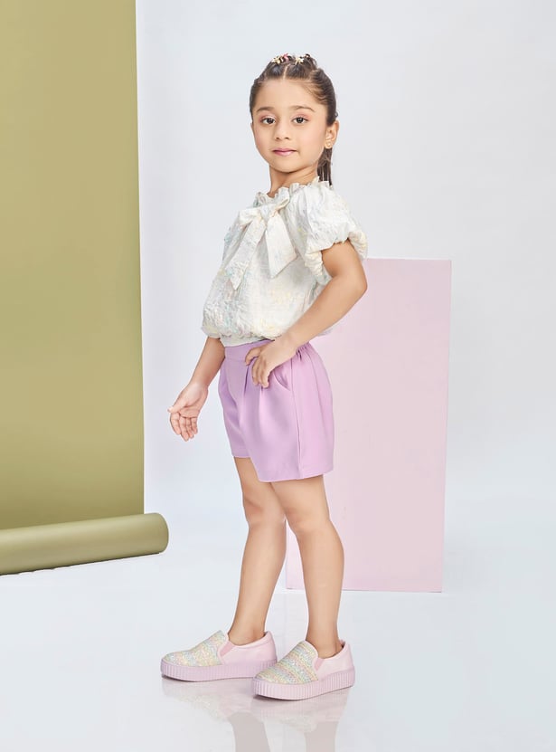 PEPPERMINT Girls Embroidered Top with Shorts