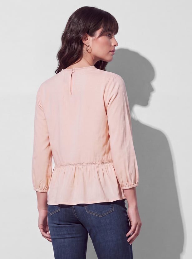 FAME FOREVER Embroidered Peplum Top