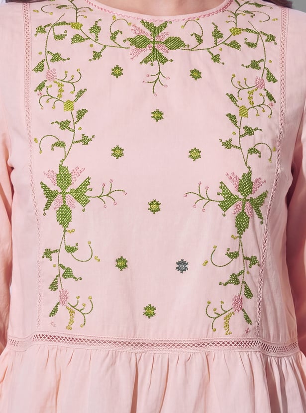FAME FOREVER Embroidered Peplum Top