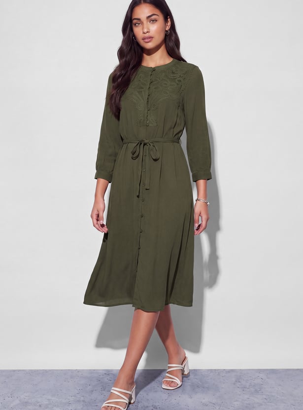FAME FOREVER Lace A-line Midi Dress