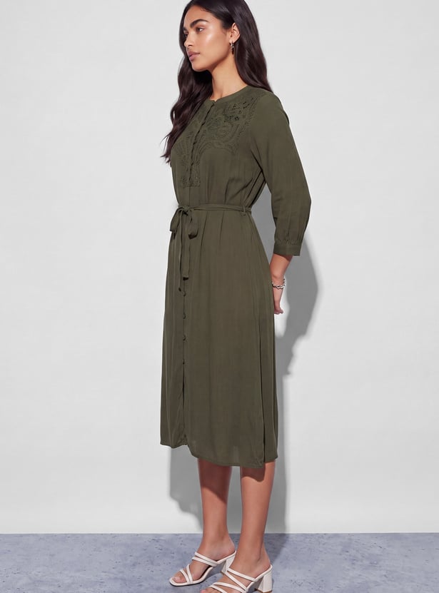 FAME FOREVER Lace A-line Midi Dress