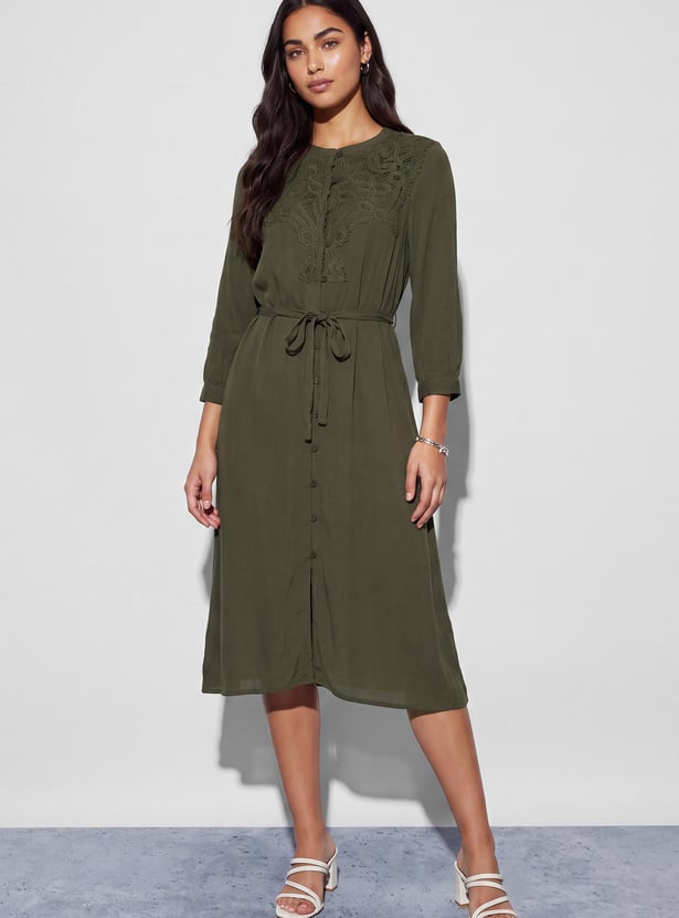 FAME FOREVER Lace A-line Midi Dress