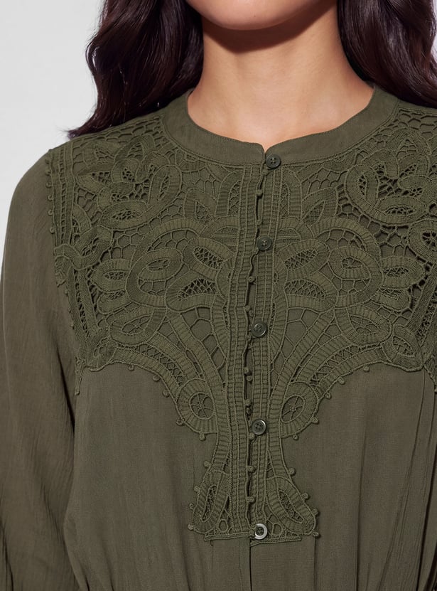 FAME FOREVER Lace A-line Midi Dress