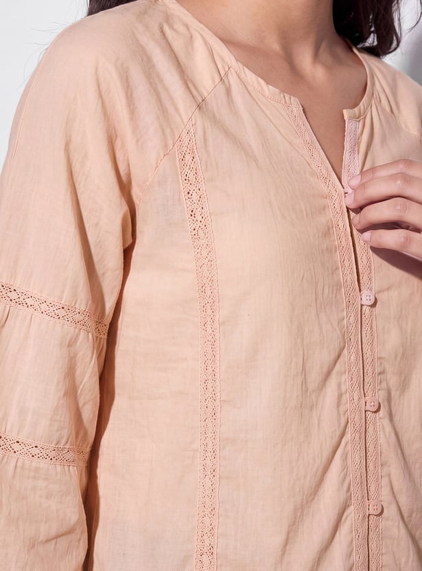 FAME FOREVER Solid Lace-Trim Top
