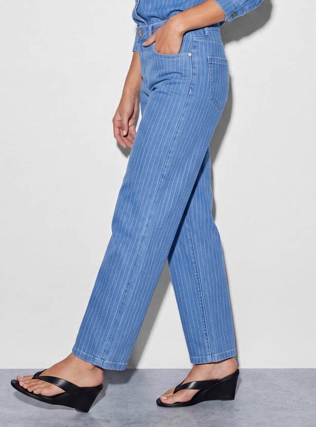 FAME FOREVER Striped Relaxed Fit Jeans