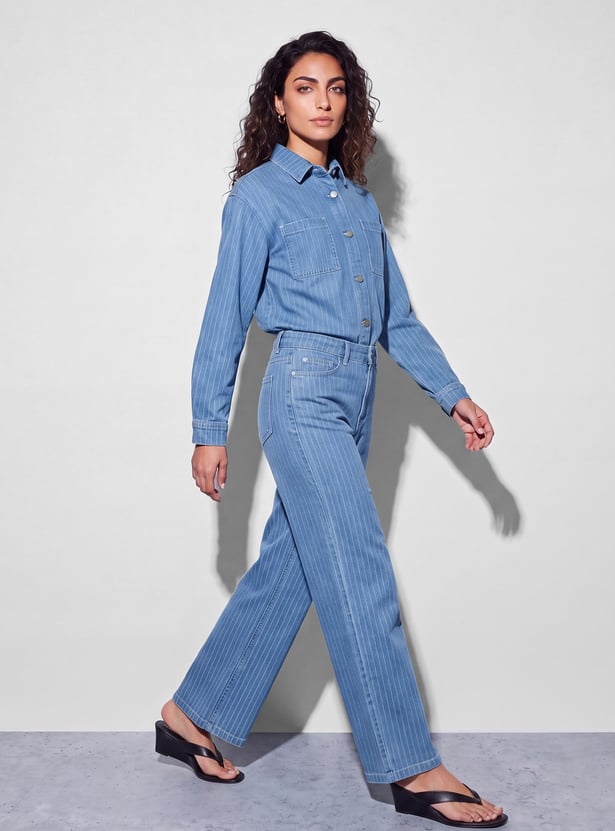 FAME FOREVER Striped Relaxed Fit Jeans