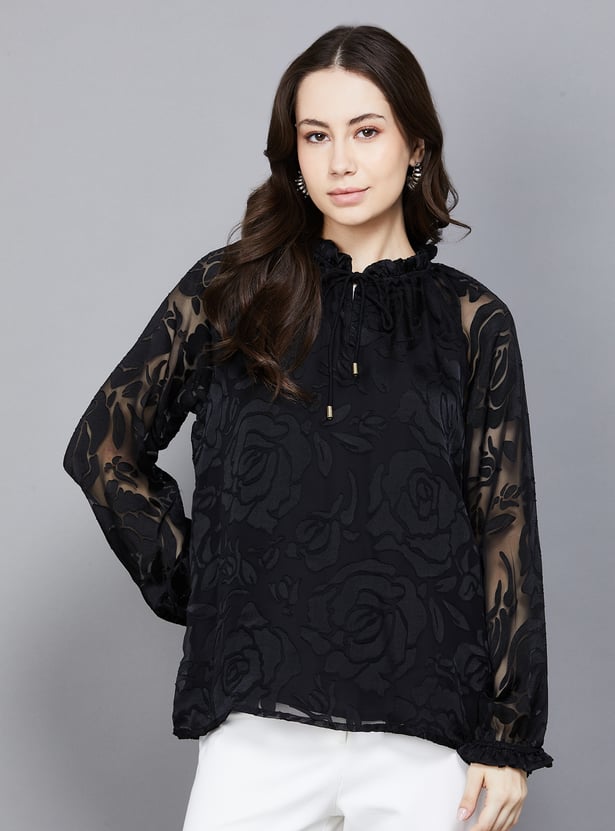 AND Floral Print Tie-Up Top