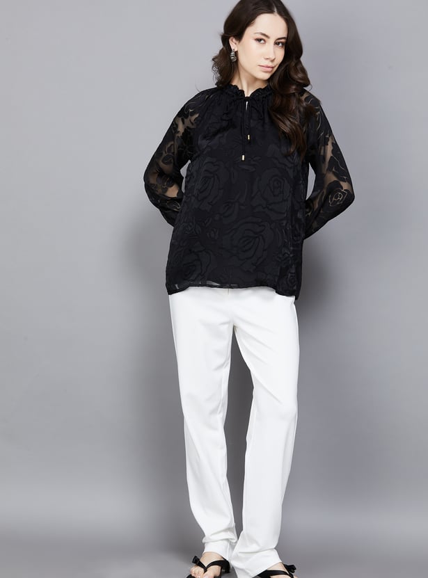 AND Floral Print Tie-Up Top