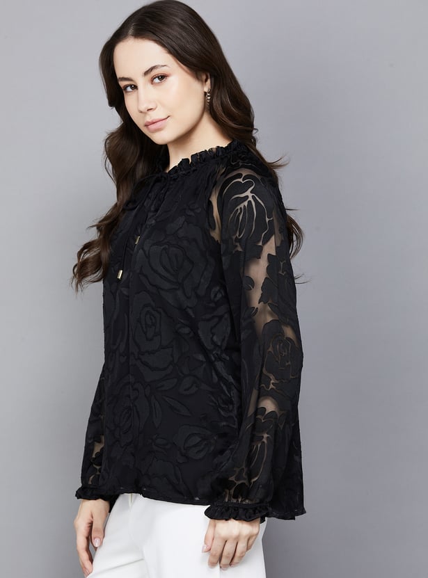 AND Floral Print Tie-Up Top