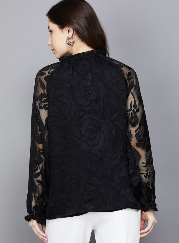 AND Floral Print Tie-Up Top