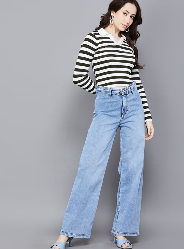 KRAUS Solid Wide Leg Jeans