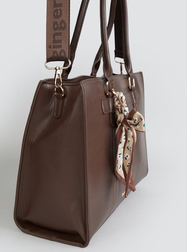 GINGER Solid Laptop Bag with Scarf