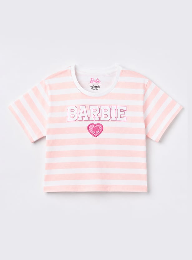 KIDSVILLE Girls Barbie Striped T-shirt