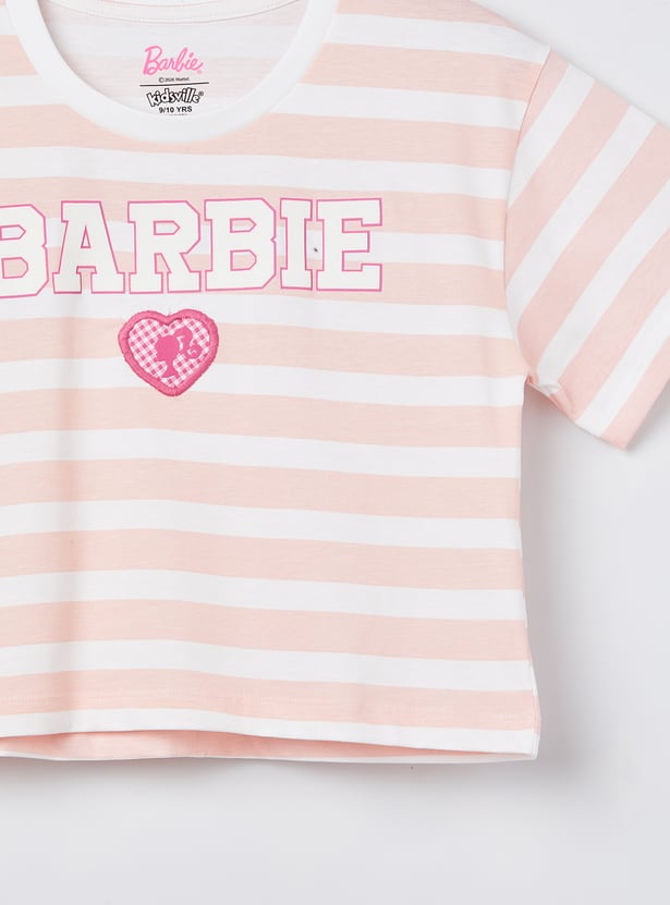 KIDSVILLE Girls Barbie Striped T-shirt
