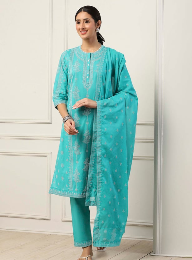 BIBA Ethnic Motif Straight Kurta Set