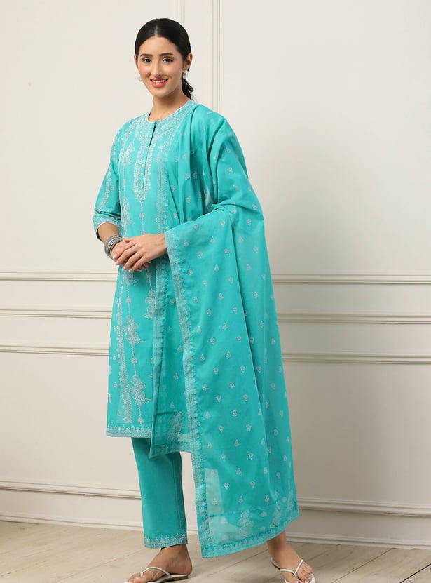 BIBA Ethnic Motif Straight Kurta Set