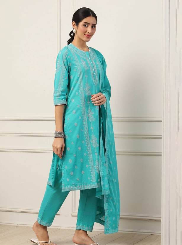 BIBA Ethnic Motif Straight Kurta Set