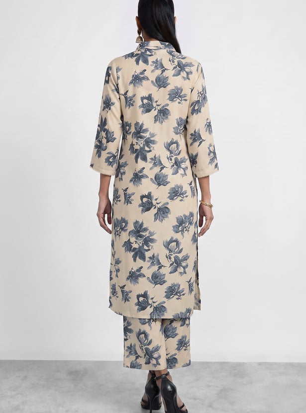 MELANGE Floral Print Straight Kurta Set