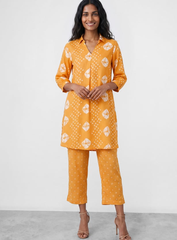 MELANGE Bandani Print Straight Kurti Set