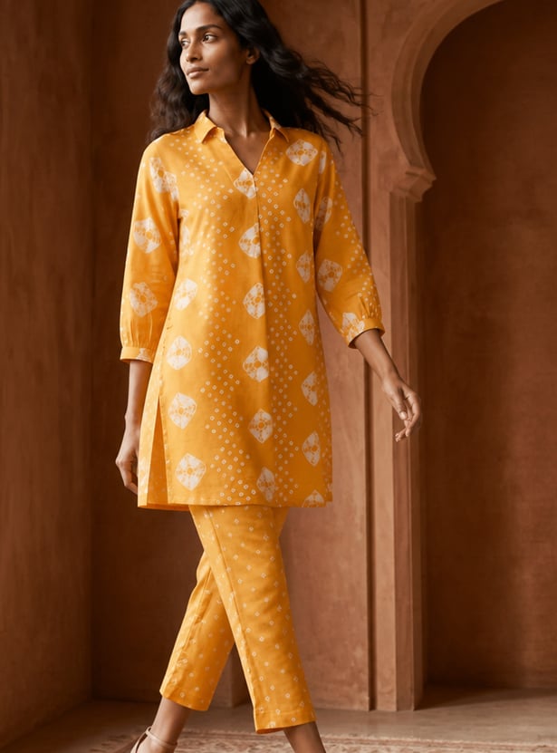 MELANGE Bandani Print Straight Kurti Set