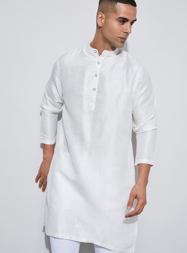 MELANGE Textured Straight Kurta