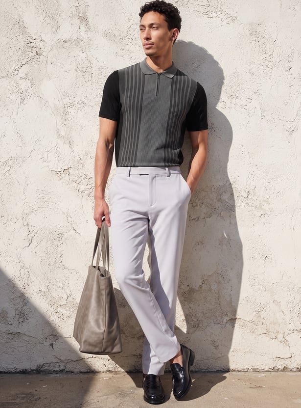 CODE Striped Polo T-shirt
