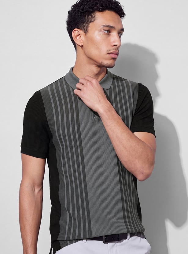 CODE Striped Polo T-shirt