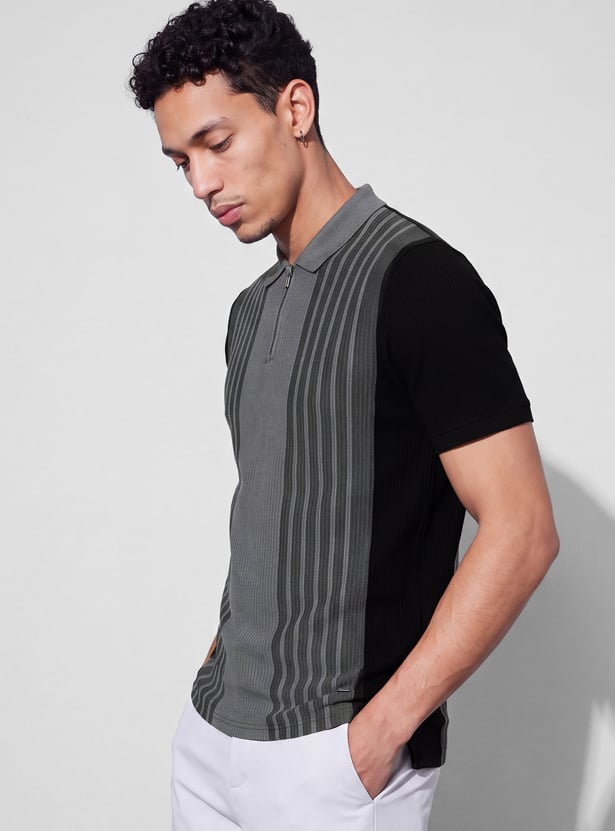 CODE Striped Polo T-shirt