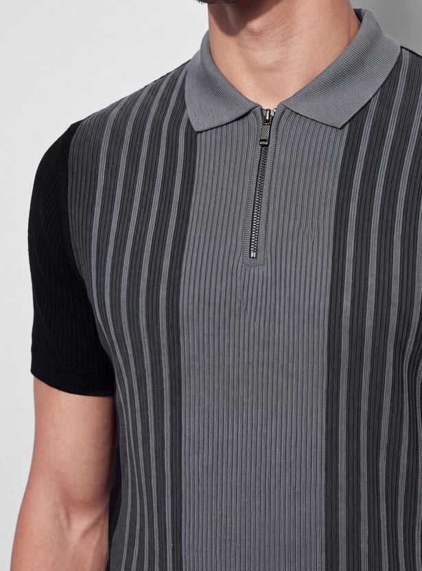 CODE Striped Polo T-shirt
