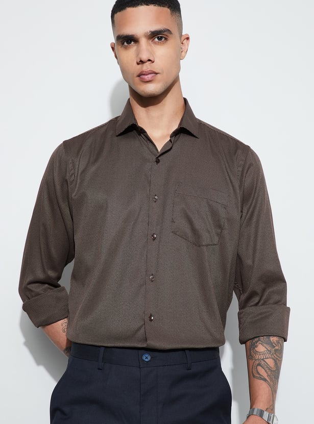 CODE Textured Regular Fit Formal Shirt