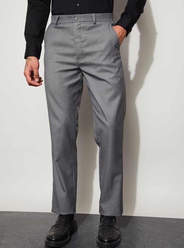 CODE Solid Regular Formal Trousers