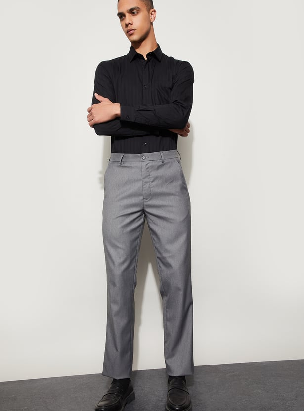 CODE Solid Regular Formal Trousers