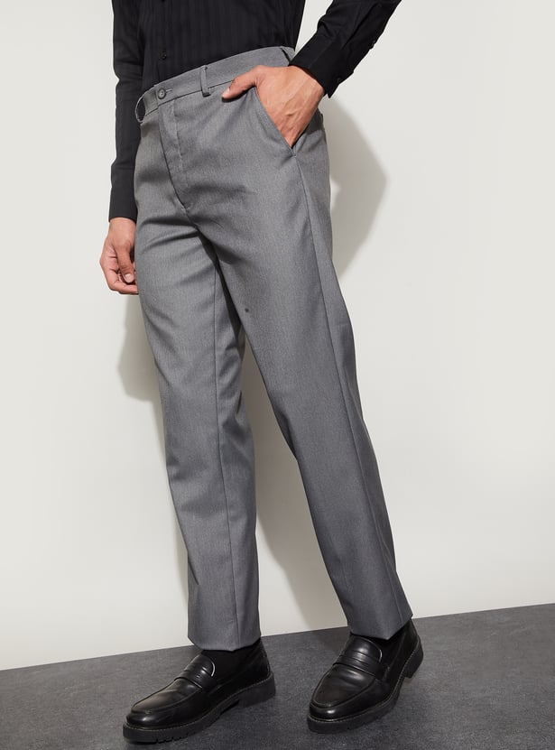 CODE Solid Regular Formal Trousers