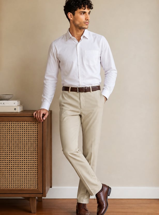CODE Solid Slim Tapered Formal Trousers
