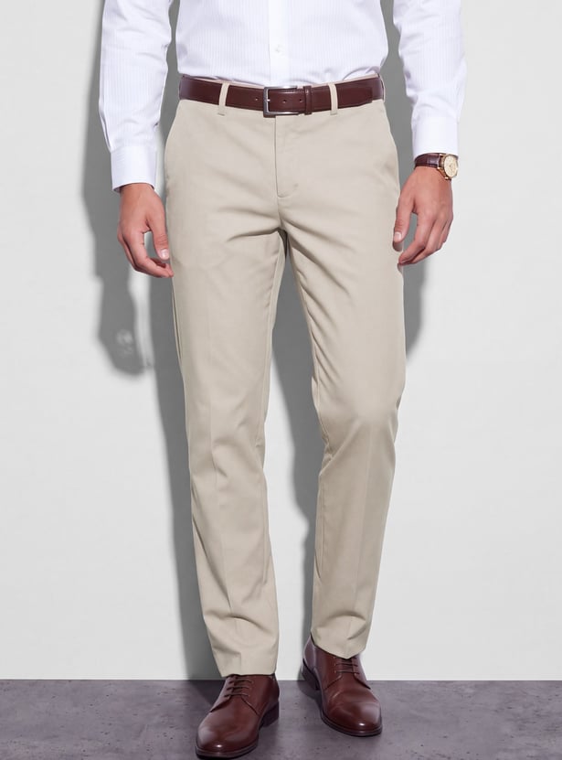 CODE Solid Slim Tapered Formal Trousers