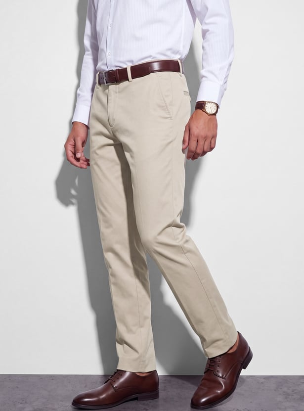 CODE Solid Slim Tapered Formal Trousers