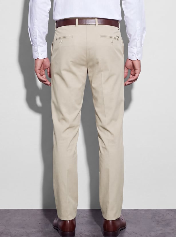 CODE Solid Slim Tapered Formal Trousers
