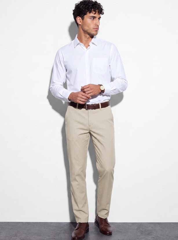 CODE Solid Slim Tapered Formal Trousers